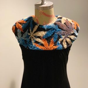 Black Velvet Dress with Fuzzy Collar